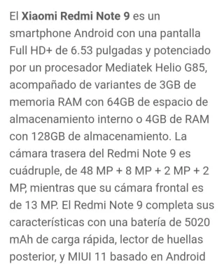 REDMI NOTE 9 4+2/128 NO ENVIO LEER