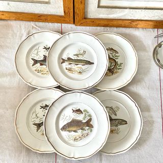 Platos antiguos Longchamp - Motivo peces