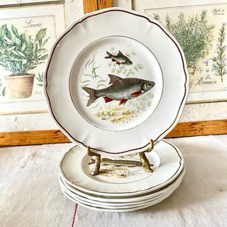 Platos antiguos Longchamp - Motivo peces