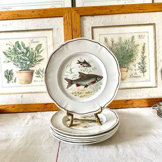 Platos antiguos Longchamp - Motivo peces