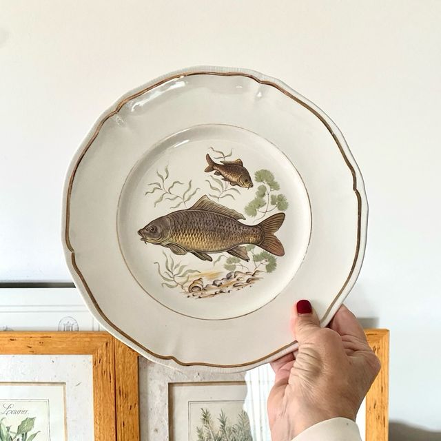 Piatti antichi Longchamp - Motivo pesci