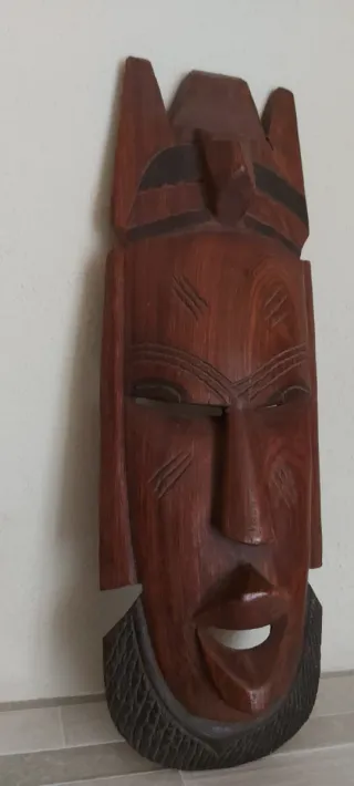 Coppia Maschere Africane Legno Intagliato