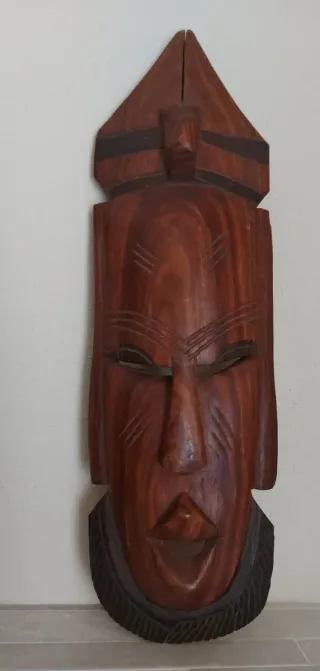 Coppia Maschere Africane Legno Intagliato