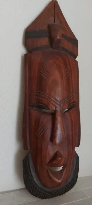 Coppia Maschere Africane Legno Intagliato