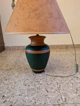 Lámpara de mesa vintage cerámica y tela