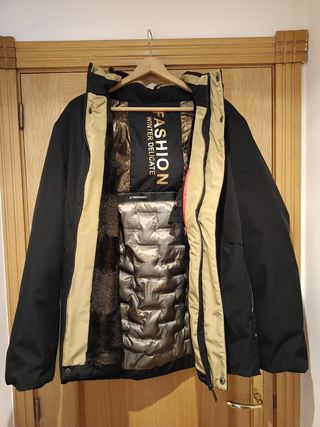 Abrigo Invierno Impermeable XL Negro Beige