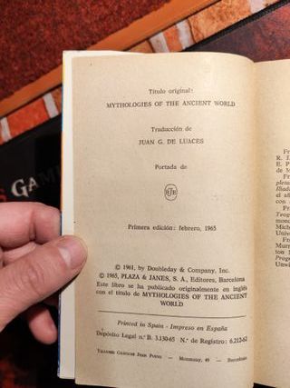 Mitologías del Mundo Antiguo Libro 1965 S. Kramer