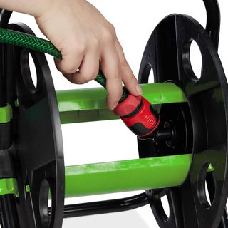 Relaxdays Tambor 30 m, Acero, plástico, Soporte de