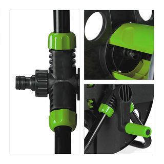 Relaxdays Tambor 30 m, Acero, plástico, Soporte de