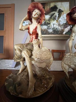 Pareja Esculturas Italianas Vintage Pastores