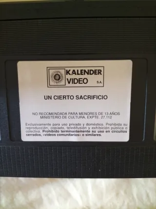 Cinta VHS Madonna Un Cierto Sacrificio