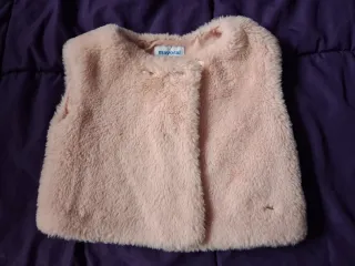 Chaleco niña rosa palo peludito