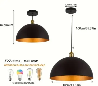 Set 2 lampadari sospensione nero/oro moderni