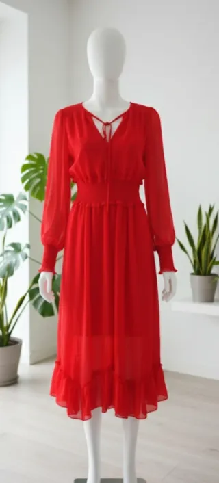 Vestido H&M Rojo Midi - 1 Uso