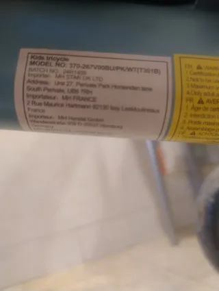 Triciclo infantil Aiyaplay azul 1 sólo uso