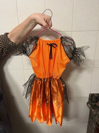 Disfraz infantil Bruja Halloween Naranja niña