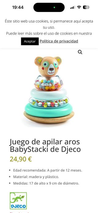 Torre apilable de madera para bebé / Pack de 2