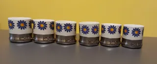 Set 6 Tazzine Caffè Vintage Fiori Blu