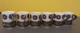 Set 6 Tazzine Caffè Vintage Fiori Blu