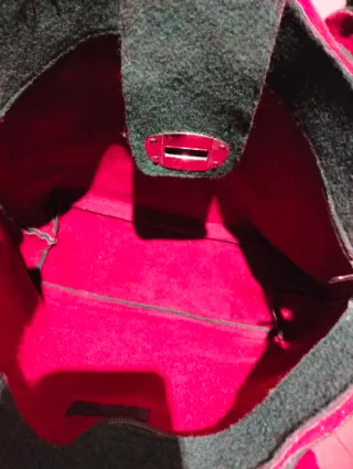 Borsa in lana cotta verde e rossa