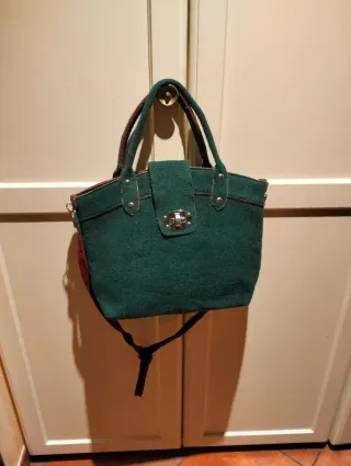 Borsa in lana cotta verde e rossa