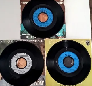 JOHNNY HALLYDAY - Lote de 3 discos single