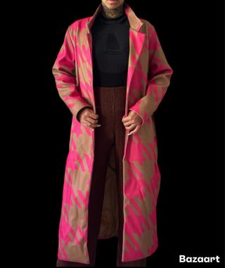 Cappotto lungo fantasia houndstooth