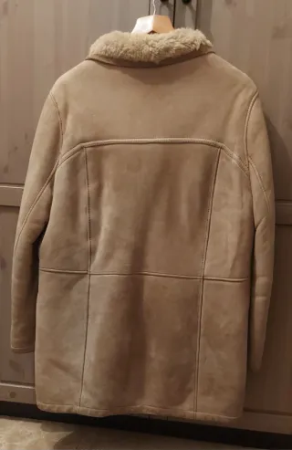 Abrigo vintage de piel beige y marrón L - XL