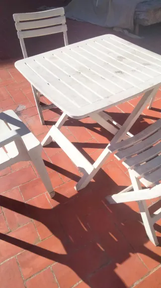 Mesa y 4 Sillas Terraza Blancas