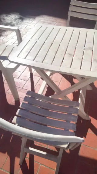 Mesa y 4 Sillas Terraza Blancas