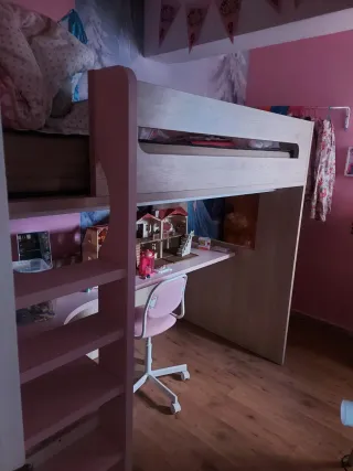 Cama juvenil litera con escritorio