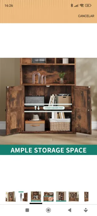 Estantería Colonial Marrón con 2 Puertas