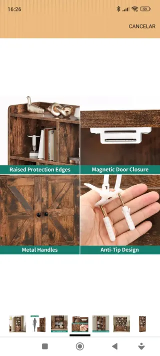 Estantería Colonial Marrón con 2 Puertas