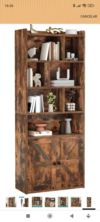 Estantería Colonial Marrón con 2 Puertas