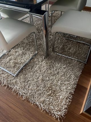 Alfombra pelo largo beige y marrón