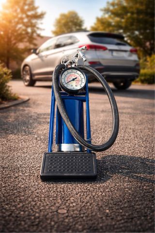 Bomba de aire pedal con manómetro