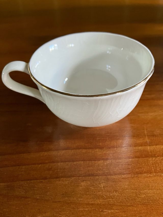Juego de café porcelana blanco y oro