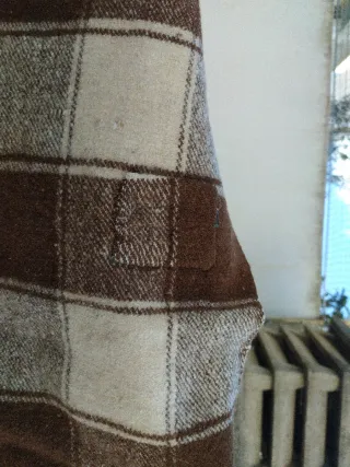 Manta rústica cuadros beige y marrón