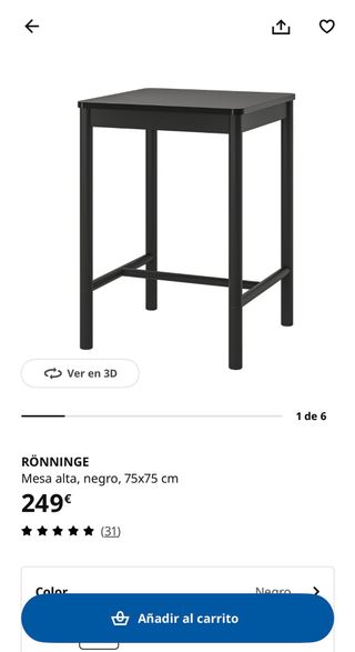 Mesa Ikea alta y 2 Sillas Negras