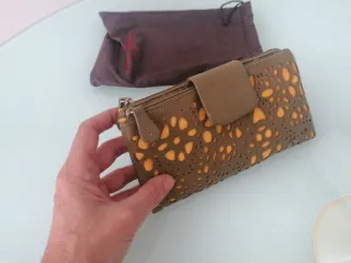 Salvador Bachiller Cartera Cuero Marrón Naranja