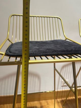 2 x Taburete alto / silla alta metálico dorado