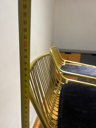 2 x Taburete alto / silla alta metálico dorado