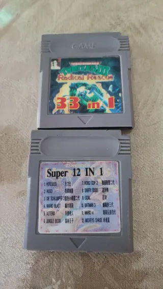 Cartuchos Game Boy 33 en 1 y Super 12 en 1
