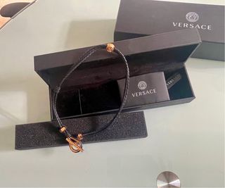 Collar Versace Cuero Trenzado Dorado