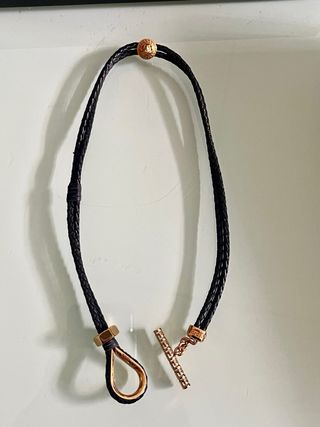 Collar Versace Cuero Trenzado Dorado