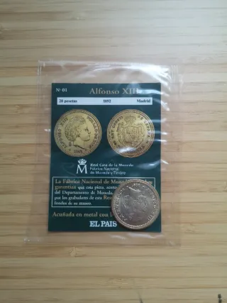 Réplica moneda 20 pesetas Alfonso XIII 1892