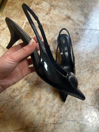 Zapatos Zara charol tacón negro talla 38