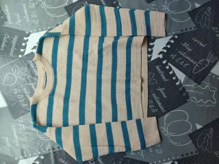 Jersey corto rayas beige y azul