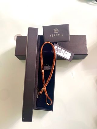 Colgante Versace Cuero Trenzado Unisex Caramelo