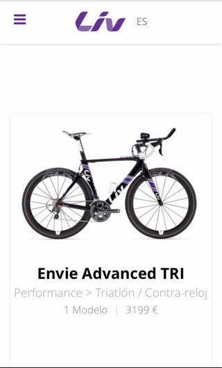 Bicicleta de carretera talla S Envie Advanced TRI